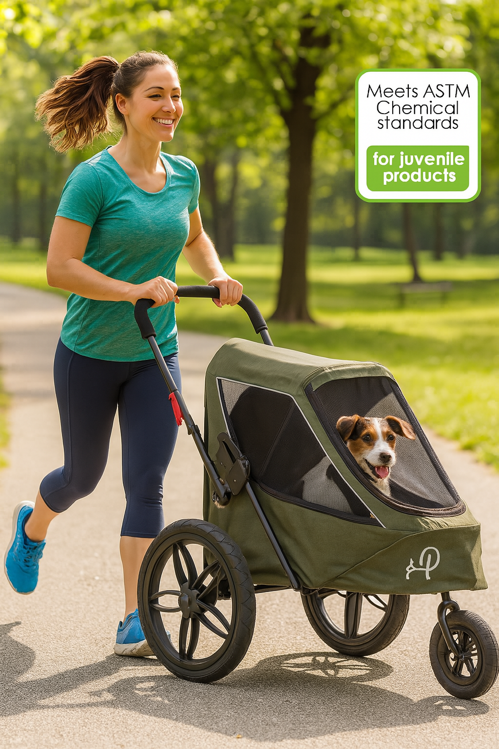 Breeze Pet Jogger – Luxury Pet Stroller for Small to Medium Pets | Shock-Absorbing Wheels, Dual Entry, 60 LB Capacity