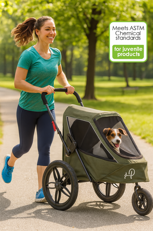 Breeze Pet Jogger – Luxury Pet Stroller for Small to Medium Pets | Shock-Absorbing Wheels, Dual Entry, 60 LB Capacity