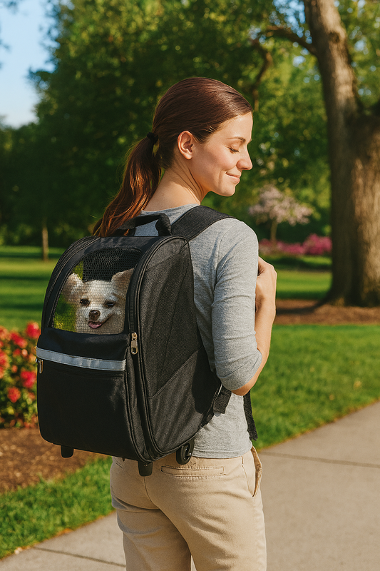 Rolling Pet Backpack Carrier with Wheels – On-the-Go Expandable Travel Bag for Small Dogs & Cats, Airline Capable