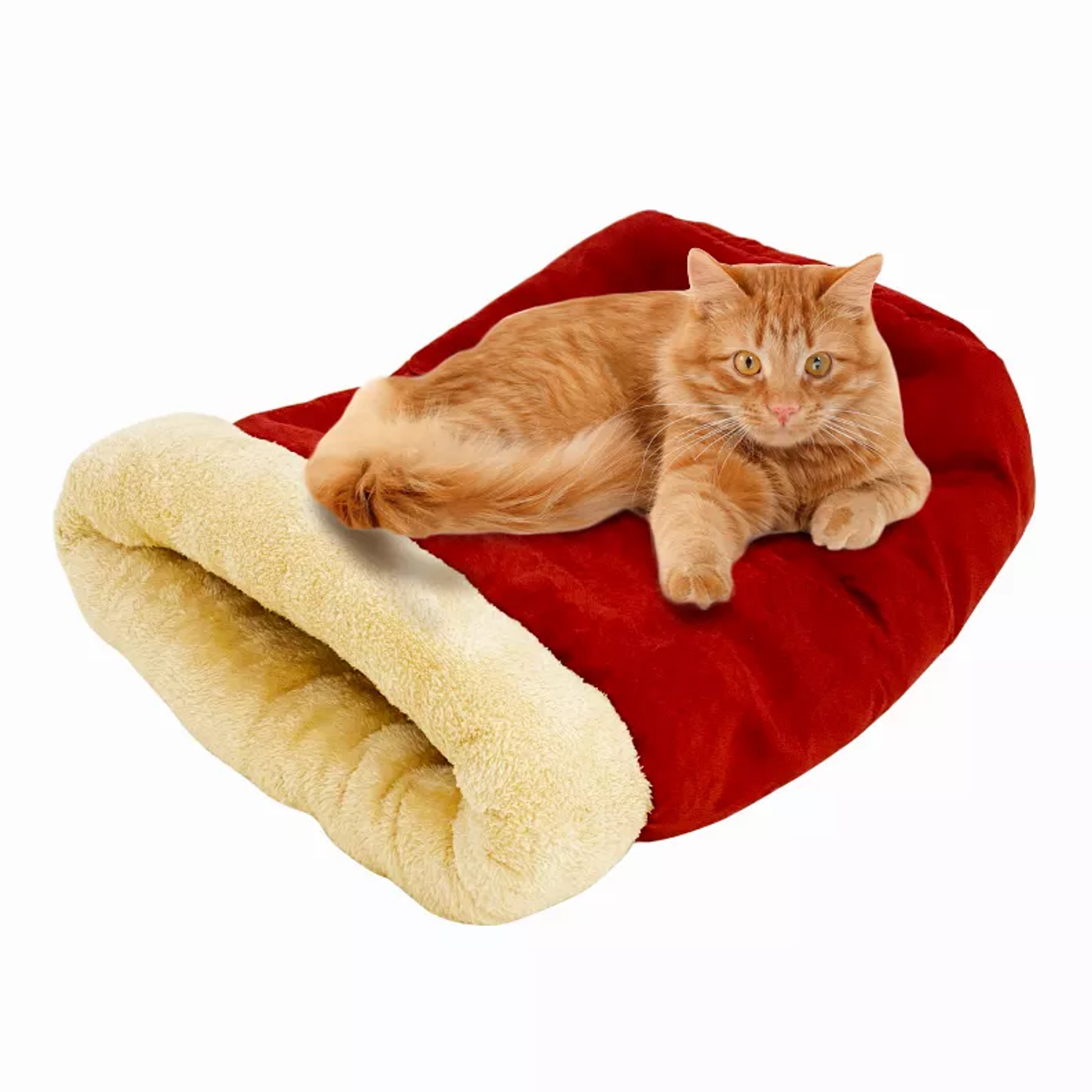 GOOPAWS 4 in 1 Self Warming Burrow Cat Bed, Pet Hideway Sleeping Cuddle Cave