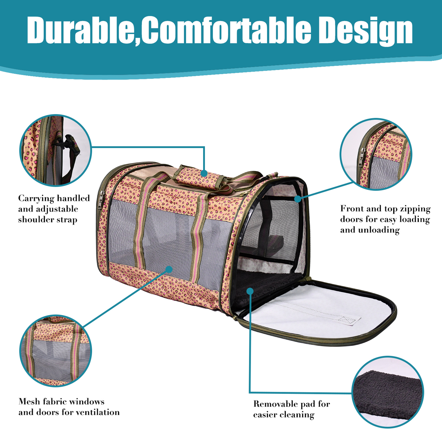 GOOPAWS Soft-Sided Kennel Pet Carrier for Small Dogs, Cats, Puppy, Airline Approved Cat Carriers Dog Carrier Collapsible, Travel Handbag & Car Seat