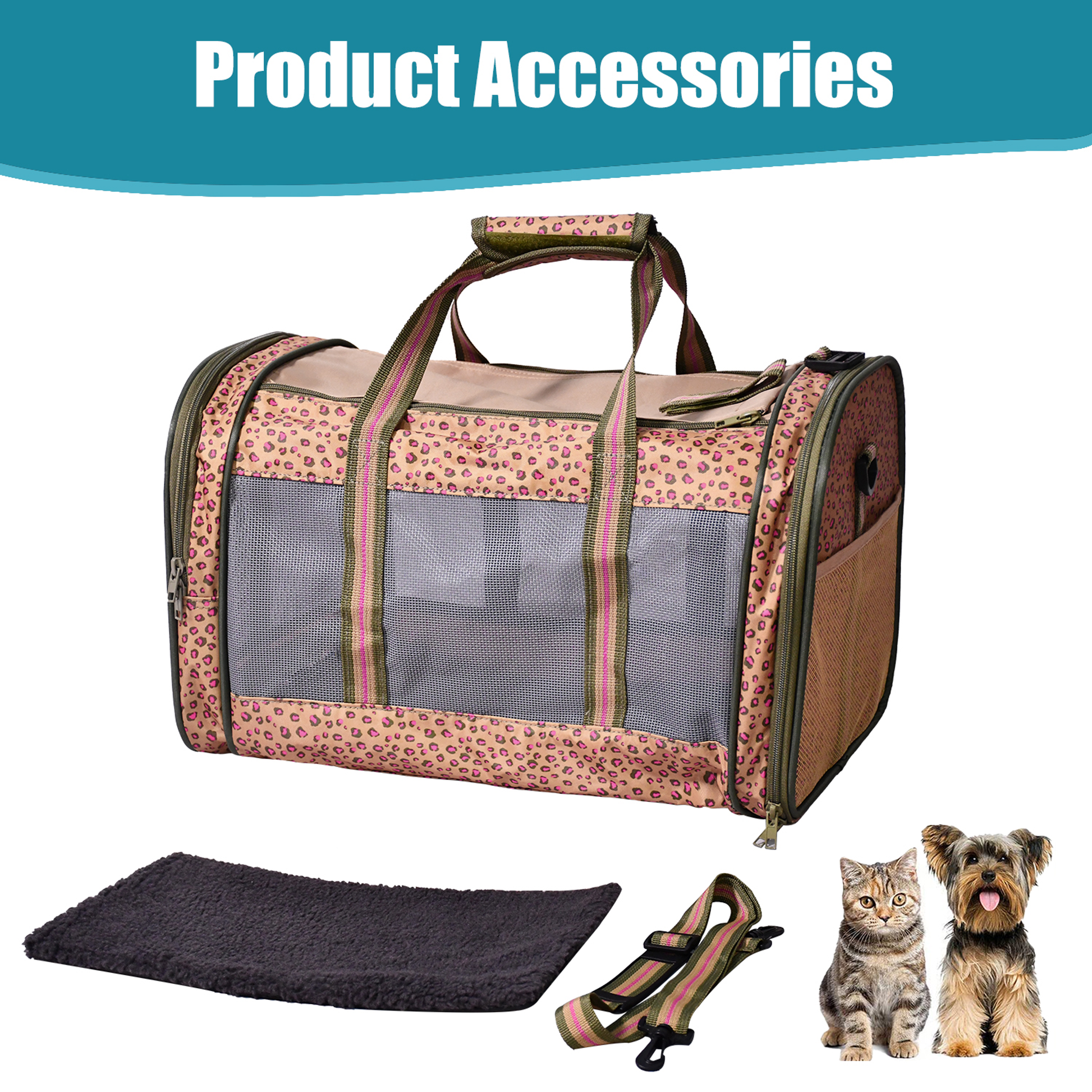 GOOPAWS Soft-Sided Kennel Pet Carrier for Small Dogs, Cats, Puppy, Airline Approved Cat Carriers Dog Carrier Collapsible, Travel Handbag & Car Seat
