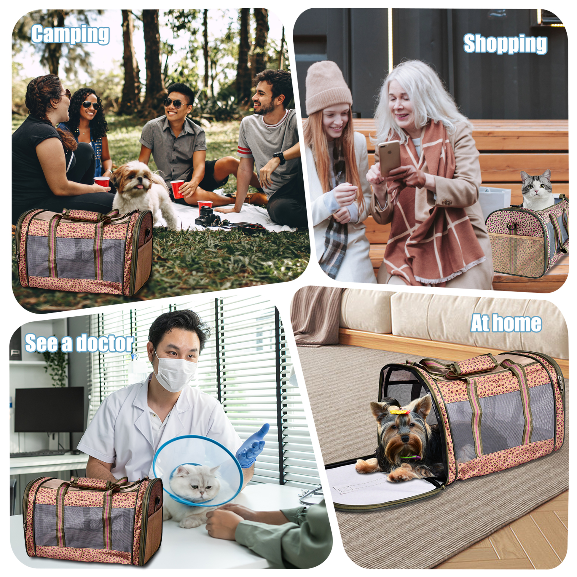 GOOPAWS Soft-Sided Kennel Pet Carrier for Small Dogs, Cats, Puppy, Airline Approved Cat Carriers Dog Carrier Collapsible, Travel Handbag & Car Seat