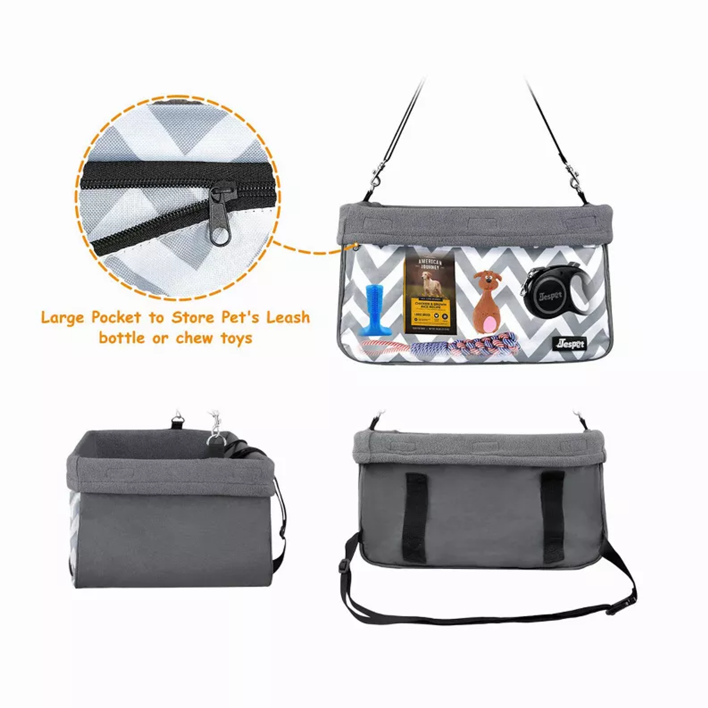 JESPET & GOOPAWS Dog Booster Seats for Cars, Portable Dog Car Seat Travel Carrier with Seat Belt for 24lbs Pets