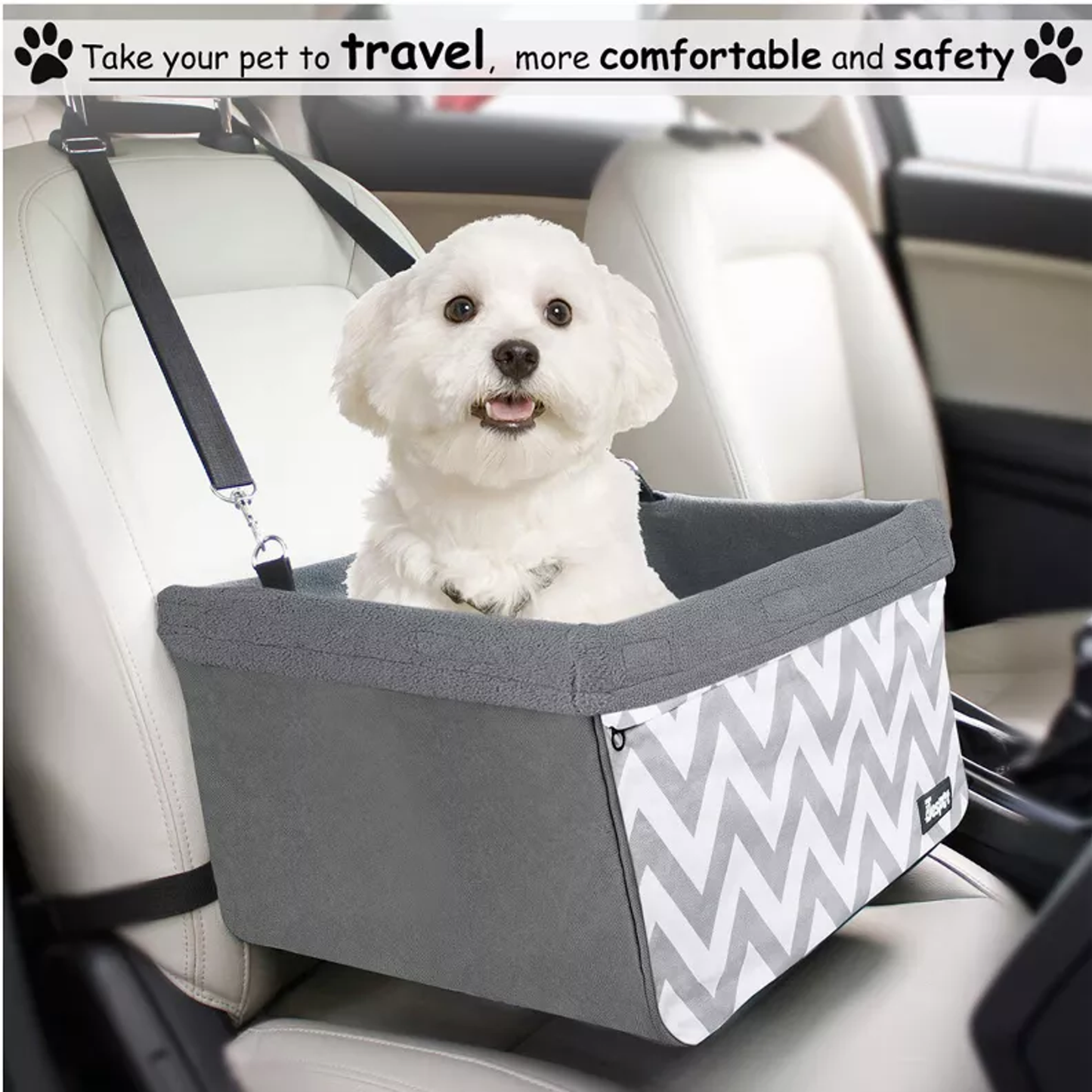 JESPET & GOOPAWS Dog Booster Seats for Cars, Portable Dog Car Seat Travel Carrier with Seat Belt for 24lbs Pets