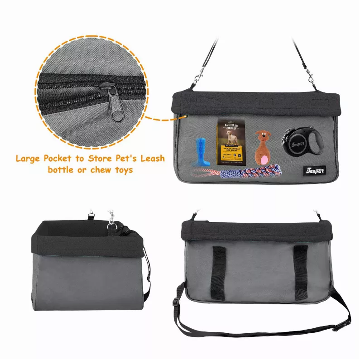 JESPET & GOOPAWS Dog Booster Seats for Cars, Portable Dog Car Seat Travel Carrier with Seat Belt for 24lbs Pets