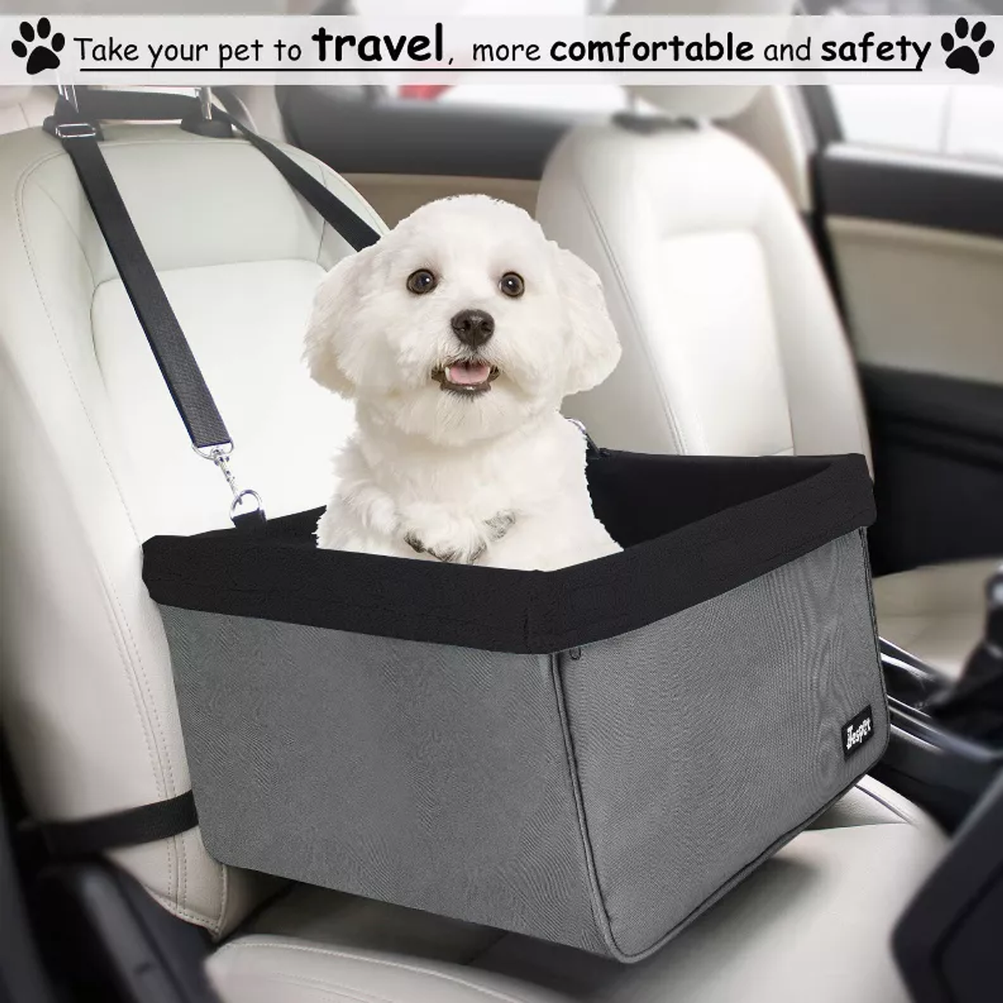 JESPET & GOOPAWS Dog Booster Seats for Cars, Portable Dog Car Seat Travel Carrier with Seat Belt for 24lbs Pets
