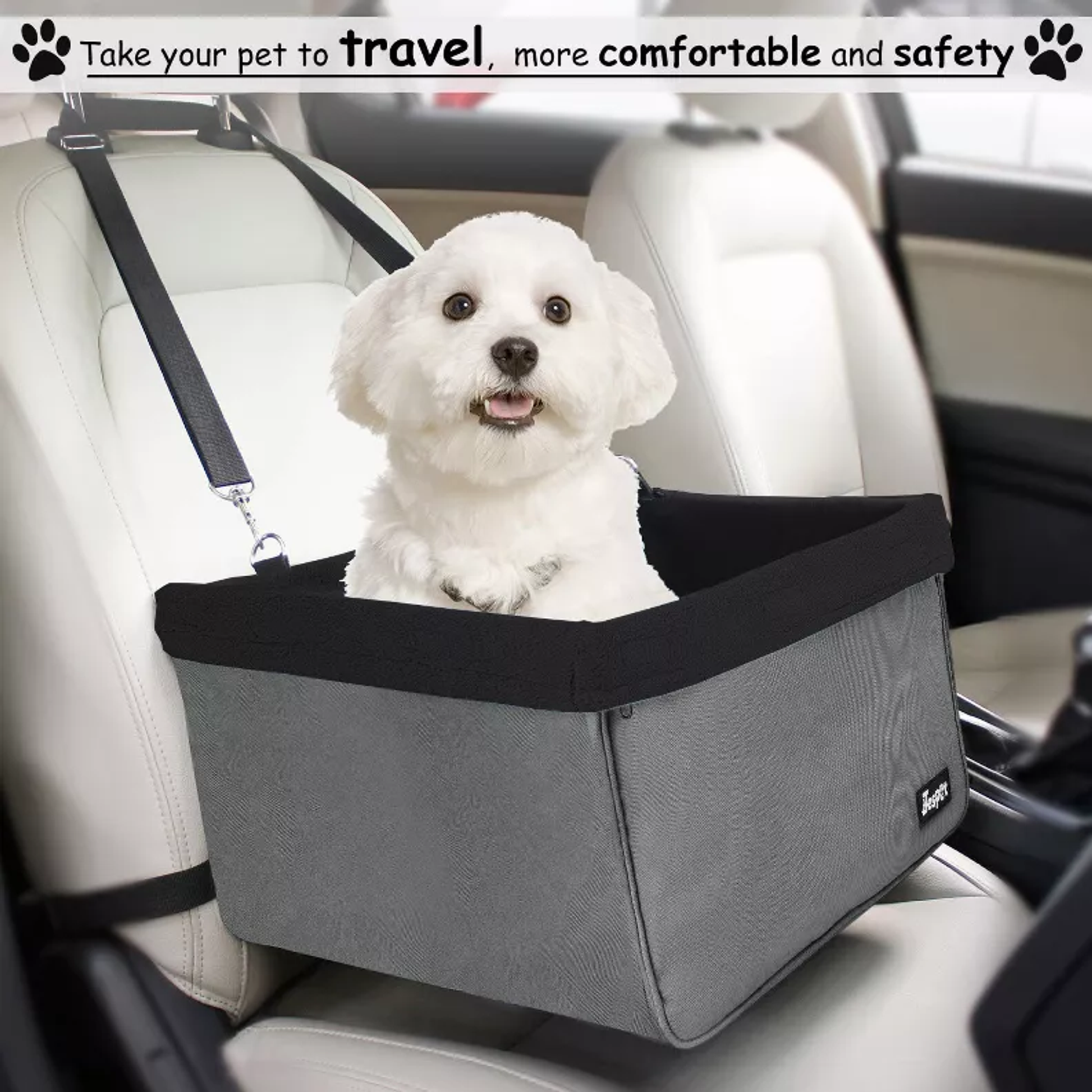 JESPET & GOOPAWS Dog Booster Seats for Cars, Portable Dog Car Seat Travel Carrier with Seat Belt for 24lbs Pets