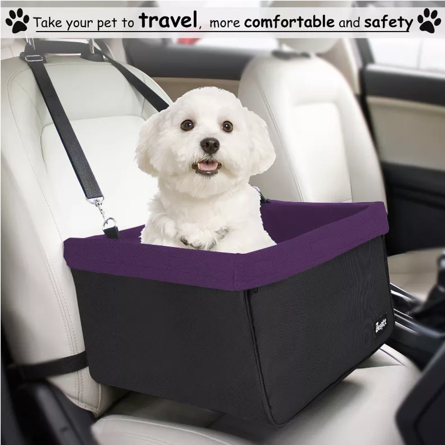 JESPET & GOOPAWS Dog Booster Seats for Cars, Portable Dog Car Seat Travel Carrier with Seat Belt for 24lbs Pets