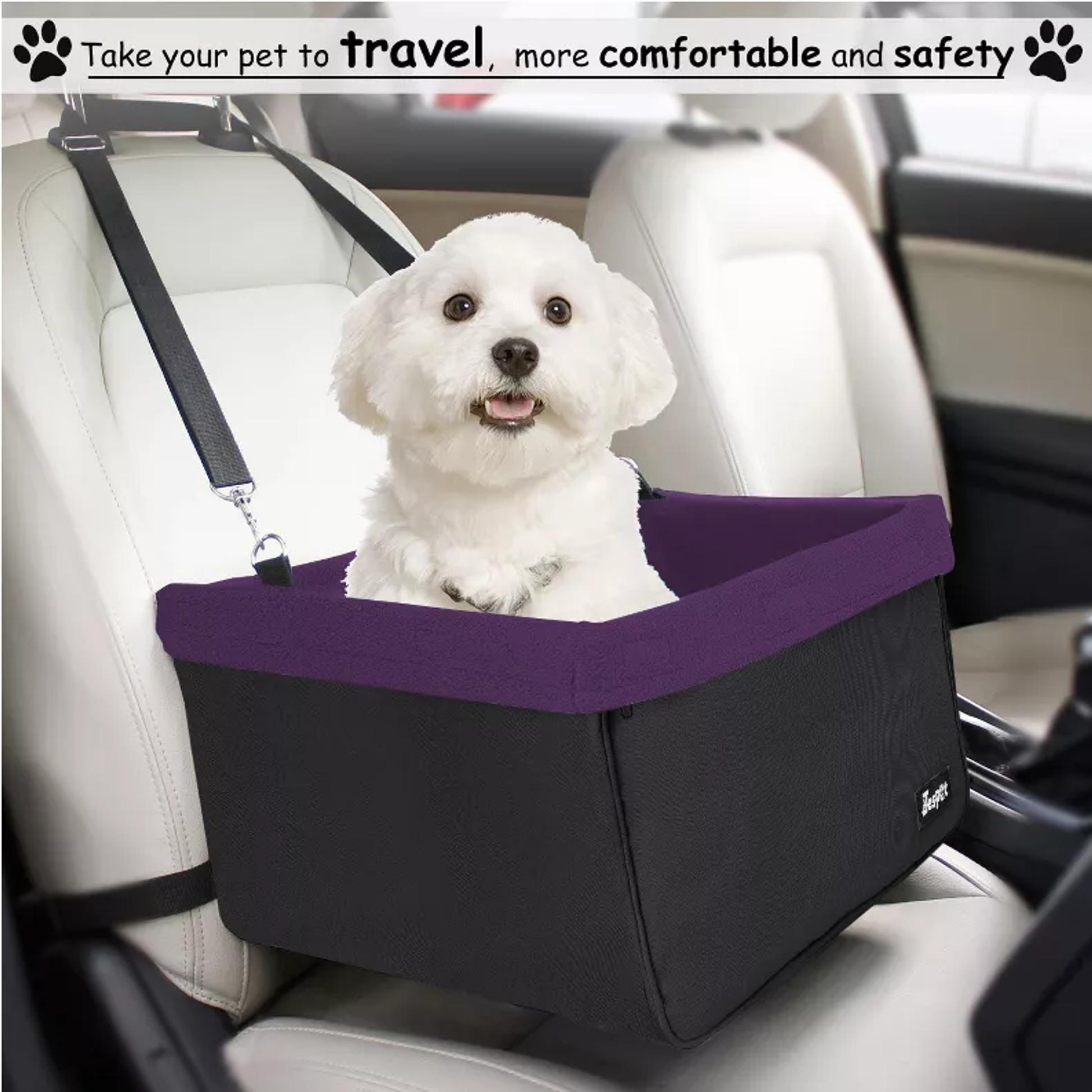 JESPET & GOOPAWS Dog Booster Seats for Cars, Portable Dog Car Seat Travel Carrier with Seat Belt for 24lbs Pets