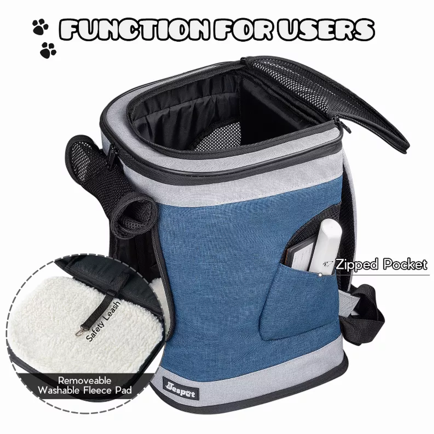 JESPET Pet Backpack Carrier for Small Dog, Puppy, Soft Carrier Backpack Ideal for Traveling, Hiking, Walking and Outdoor Activities with Family