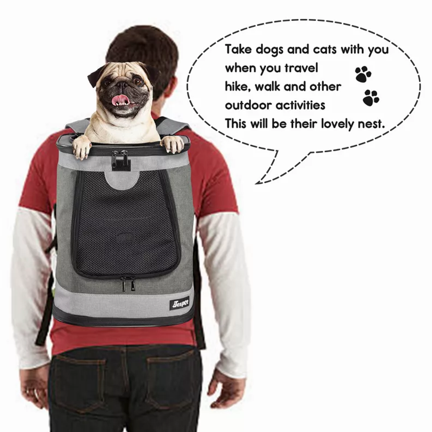 JESPET Pet Backpack Carrier for Small Dog, Puppy, Soft Carrier Backpack Ideal for Traveling, Hiking, Walking and Outdoor Activities with Family