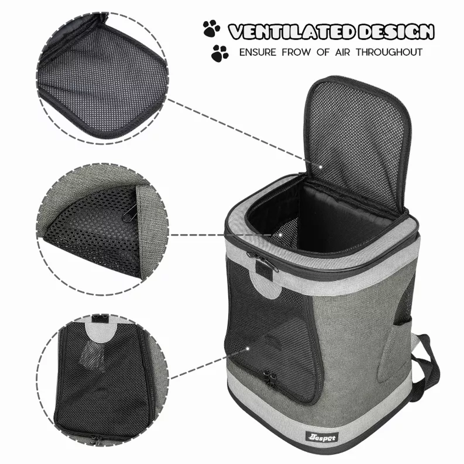 JESPET Pet Backpack Carrier for Small Dog, Puppy, Soft Carrier Backpack Ideal for Traveling, Hiking, Walking and Outdoor Activities with Family