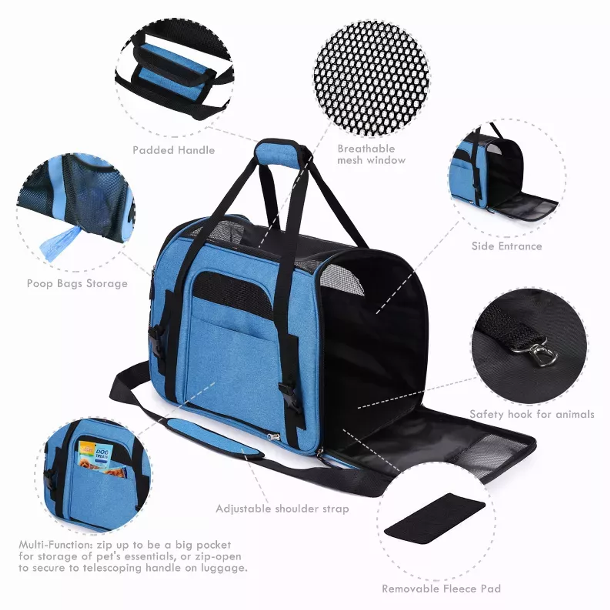 JESPET Soft-Sided Kennel Pet Carrier for Small Dogs, Cats, Puppy, Airline Approved Cat Carriers Dog Carrier Collapsible, Travel Handbag & Car Seat