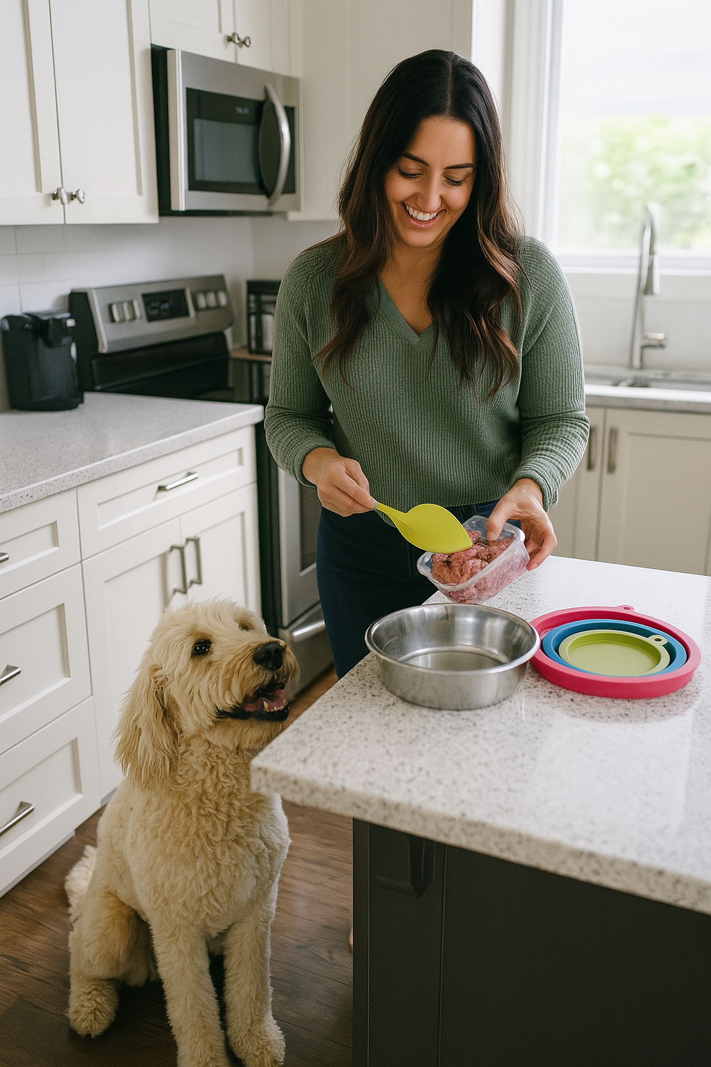 Messy Mutts 6pc Stainless Steel Dog Bowl & Silicone Lid Set – 48oz Airtight Prep & Feed System