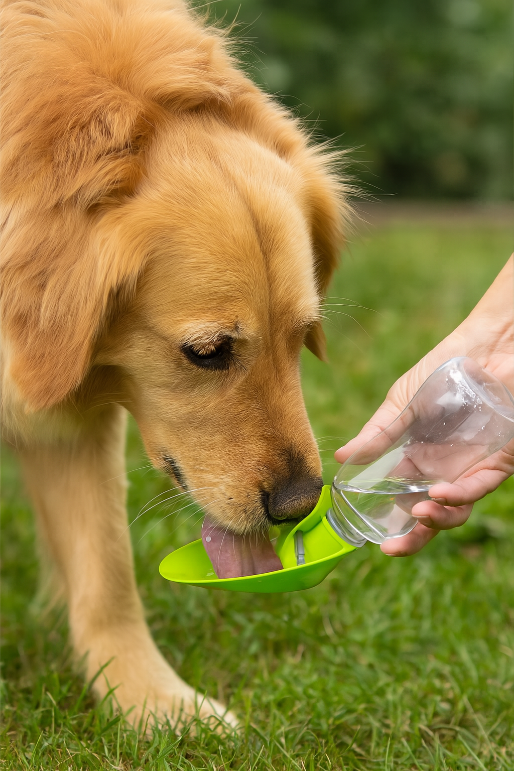 CP Folding Leaf Travel Bottle 18oz – Portable, Leakproof Dog Water Bottle with One-Hand Dispenser (Green)