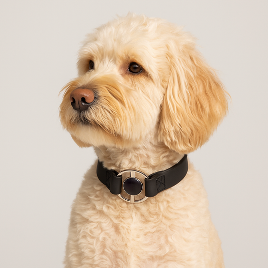 Luxury Black Waterproof Dog Collar – Large Size Only – Odorless, Durable, USA-Made with Silver Hardware