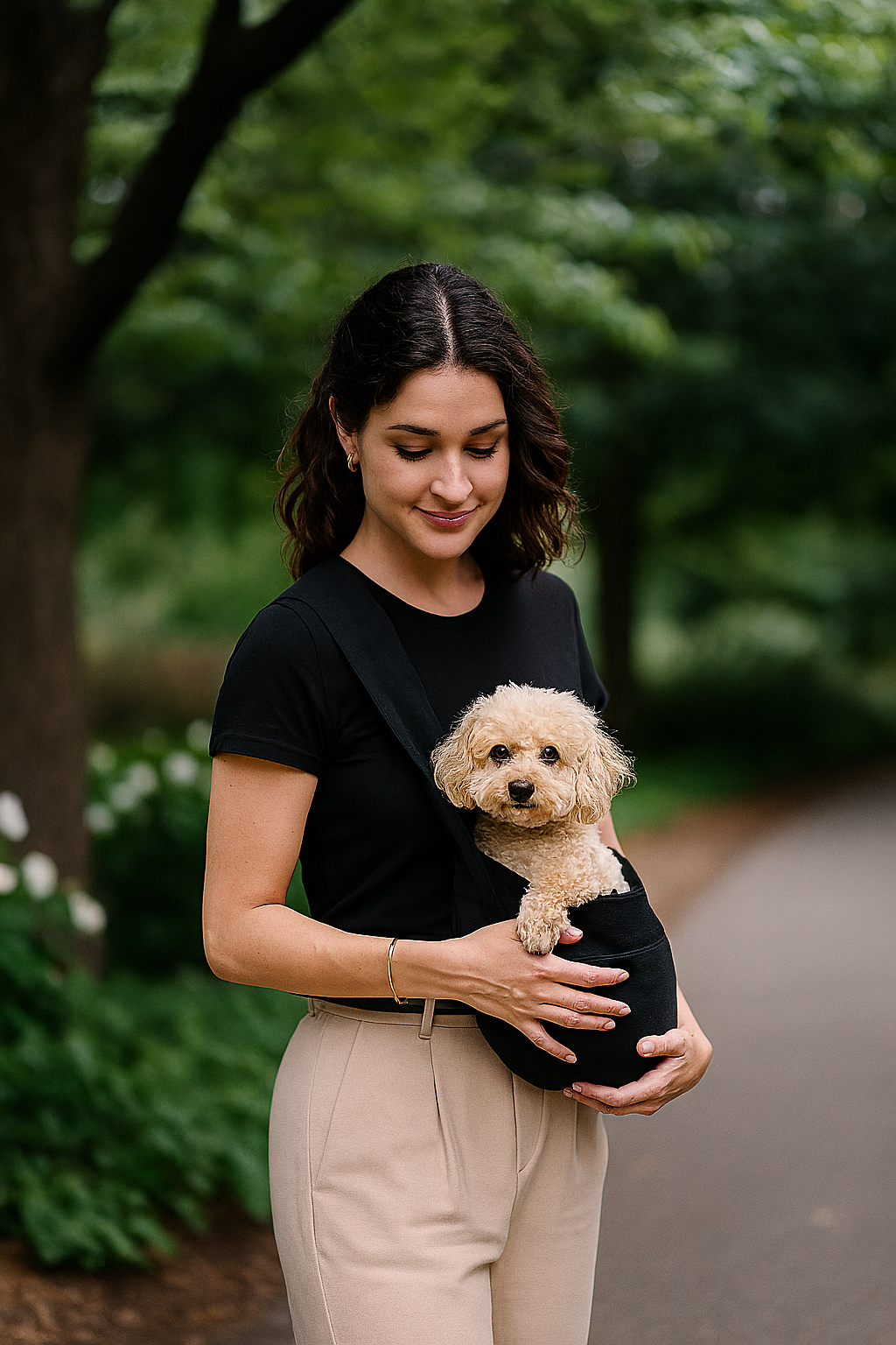 Cuddle Carrier Luxury Dog Tote – Plush Curly Sue Lining, Soft Luxe Suede, Made in USA