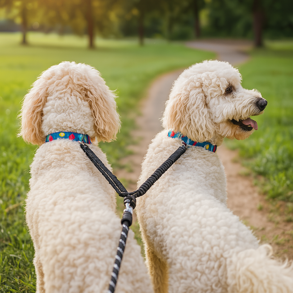 Dual Bungee Dog Leash Add-On – No-Tangle 2-Dog Coupler with Reflective Safety & Shock Absorption