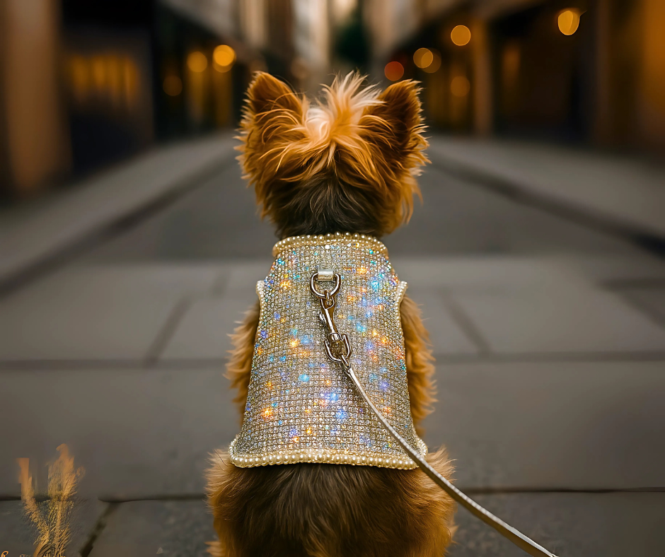 Imperial Crystal Dog Harness – Rhinestone & Pearl Designer Harness by Hello Doggie