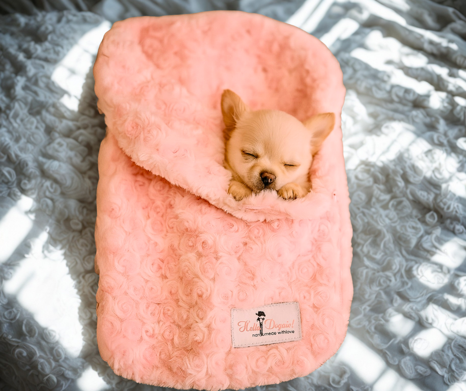 Snuggle Pup Dog Sleeping Bag – Rosebud Swaddle Blanket for Small Puppies