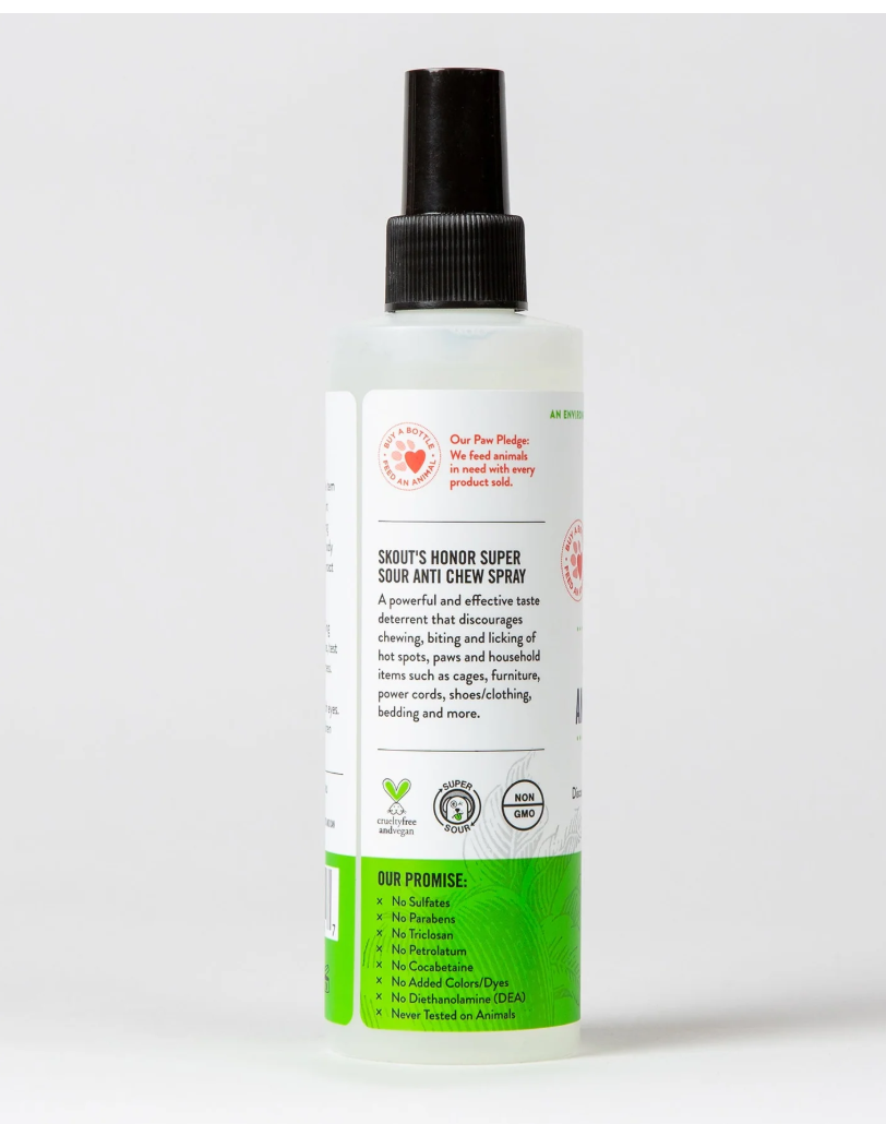 Skout's Honor Super Sour Natural Anti-Chew Spray – Stop Chewing on Shoes, Paws & More | Natural, Alcohol-Free 8oz