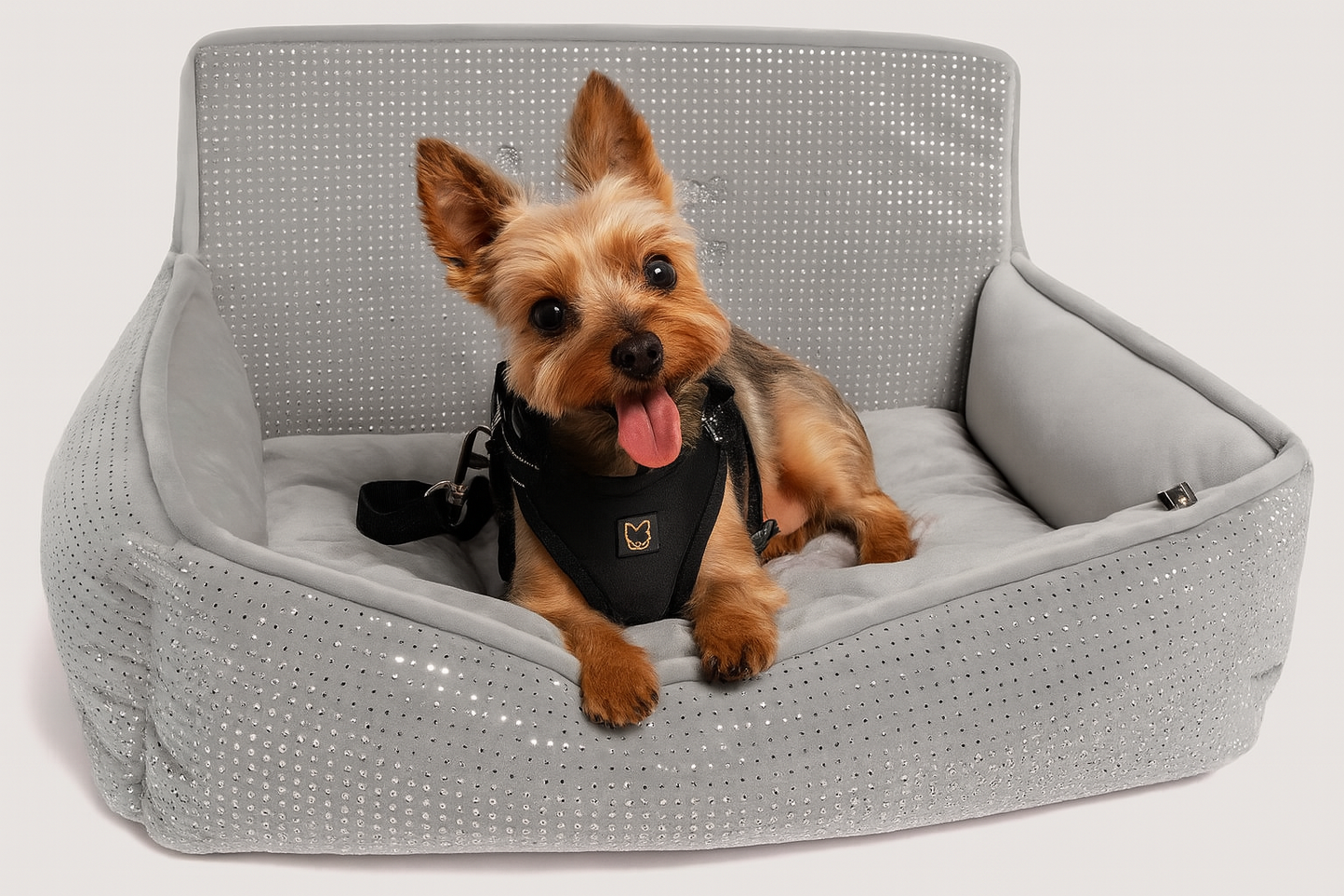NANDOG Bling Dog Car Seat – Luxe Travel Booster with Safety Straps & Plush Cushioning (22" x 15")