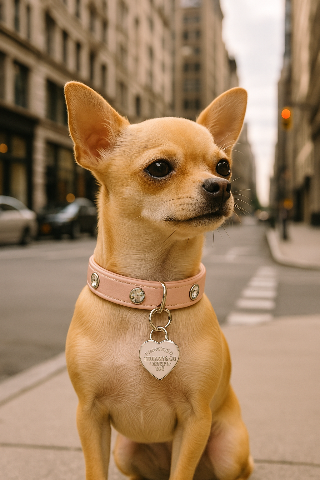 Sniffany-Inspired Pink Dog Collar – Designer Heart Charm on Vegan Leather