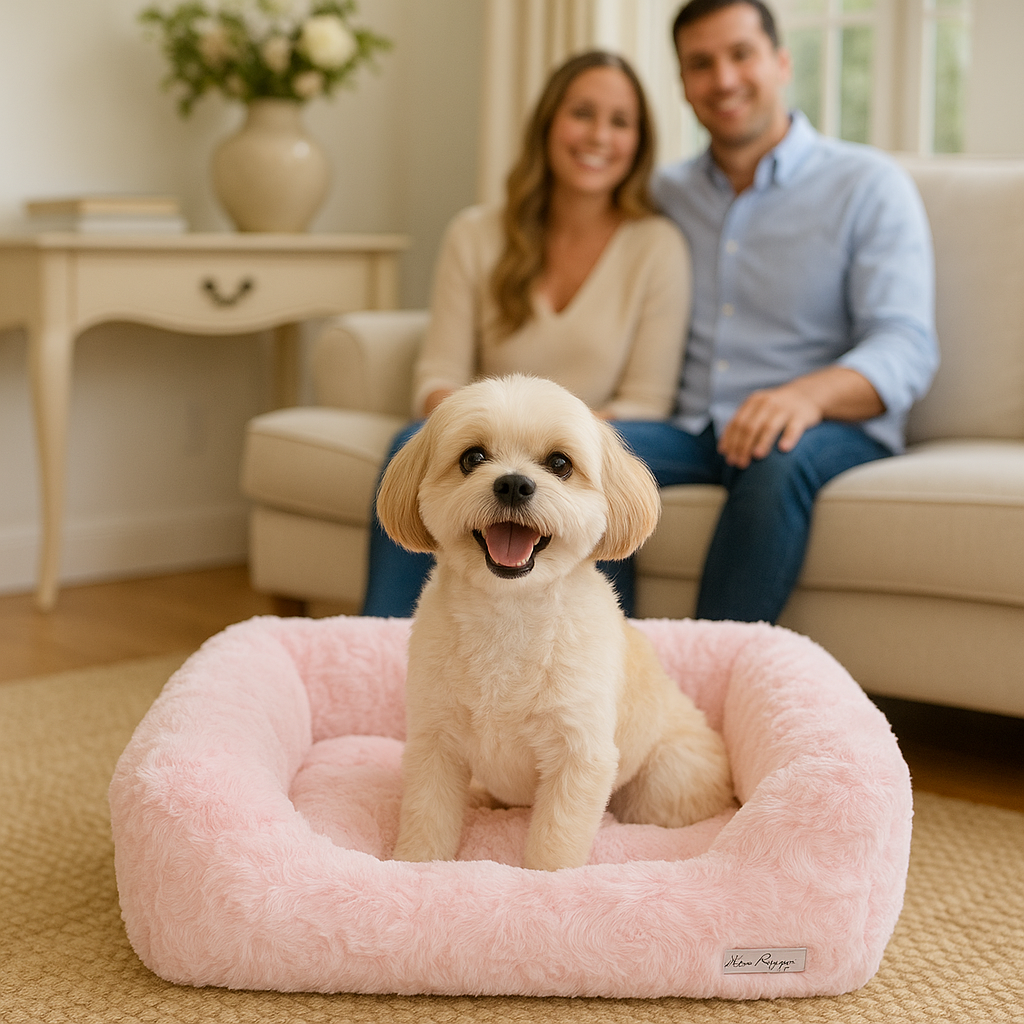 Bella Luxury Dog Bed – Soft Reversible Pink Nest, Handmade & Washable