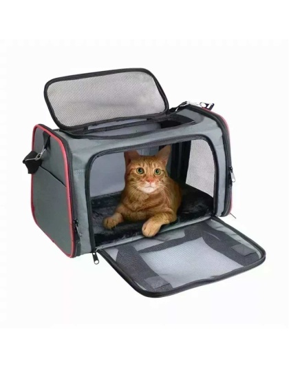 Grey / Red - GOOPAWS Soft-Sided Kennel Pet Carrier for Small Dogs, Cats, Puppy, Airline Approved Cat Carriers Dog Carrier Collapsible, Travel Handbag & Car Seat - 17" x 10" x 11.5" Grey / Red - GOOPAWS Soft-Sided Kennel Pet Carrier for Small Dogs, Cats, Puppy, Airline Approved Cat Carriers Dog Carrier Collapsible, Travel Handbag & Car Seat - 17" x 10" x 11.5"
