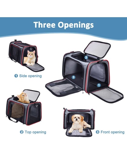 Grey / Red - GOOPAWS Soft-Sided Kennel Pet Carrier for Small Dogs, Cats, Puppy, Airline Approved Cat Carriers Dog Carrier Collapsible, Travel Handbag & Car Seat - 17" x 10" x 11.5" Grey / Red - GOOPAWS Soft-Sided Kennel Pet Carrier for Small Dogs, Cats, Puppy, Airline Approved Cat Carriers Dog Carrier Collapsible, Travel Handbag & Car Seat - 17" x 10" x 11.5"