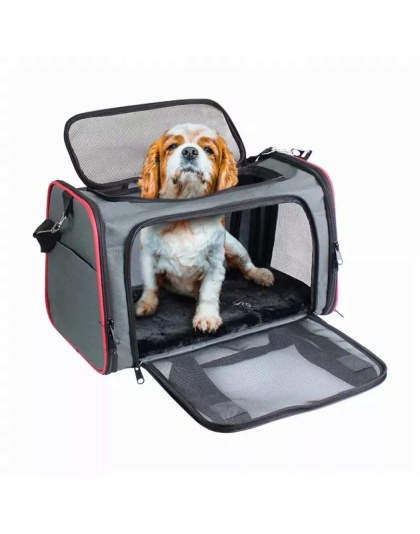 Grey / Red - GOOPAWS Soft-Sided Kennel Pet Carrier for Small Dogs, Cats, Puppy, Airline Approved Cat Carriers Dog Carrier Collapsible, Travel Handbag & Car Seat - 19" x 12" x 12" Grey / Red - GOOPAWS Soft-Sided Kennel Pet Carrier for Small Dogs, Cats, Puppy, Airline Approved Cat Carriers Dog Carrier Collapsible, Travel Handbag & Car Seat - 19" x 12" x 12"