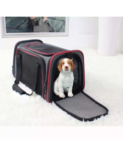 Grey / Red - GOOPAWS Soft-Sided Kennel Pet Carrier for Small Dogs, Cats, Puppy, Airline Approved Cat Carriers Dog Carrier Collapsible, Travel Handbag & Car Seat - 19" x 12" x 12" Grey / Red - GOOPAWS Soft-Sided Kennel Pet Carrier for Small Dogs, Cats, Puppy, Airline Approved Cat Carriers Dog Carrier Collapsible, Travel Handbag & Car Seat - 19" x 12" x 12"