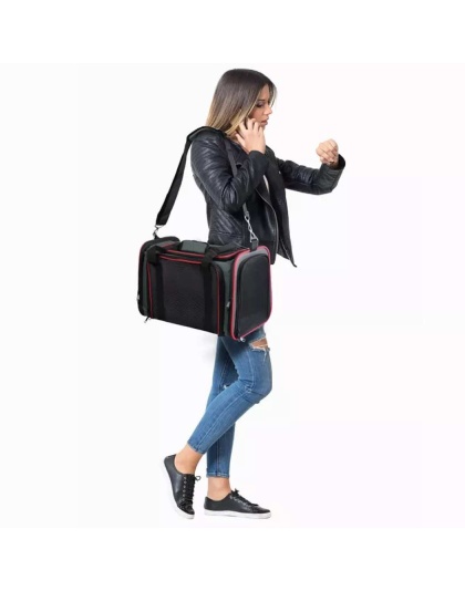 Grey / Red - GOOPAWS Soft-Sided Kennel Pet Carrier for Small Dogs, Cats, Puppy, Airline Approved Cat Carriers Dog Carrier Collapsible, Travel Handbag & Car Seat - 19" x 12" x 12" Grey / Red - GOOPAWS Soft-Sided Kennel Pet Carrier for Small Dogs, Cats, Puppy, Airline Approved Cat Carriers Dog Carrier Collapsible, Travel Handbag & Car Seat - 19" x 12" x 12"
