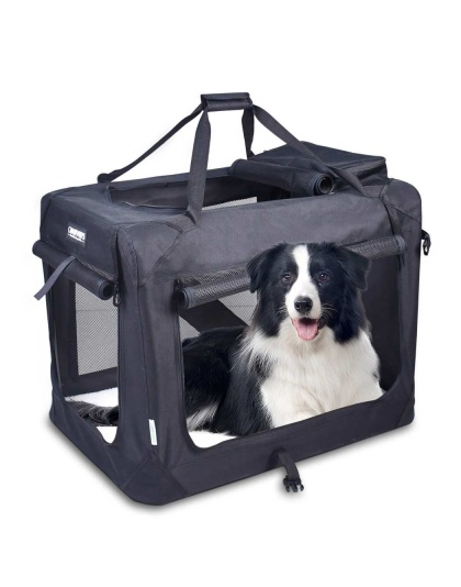 Black - JESPET Soft Pet Crates Kennel, 3 Door Soft Sided Folding Travel Pet Carrier with Straps and Fleece Mat for Dogs, Cats, Rabbits, Indoor/Outdoor Use with Grey, Blue & Beige, Black - 36"L x 24"W x 27"H Black - JESPET Soft Pet Crates Kennel, 3 Door Soft Sided Folding Travel Pet Carrier with Straps and Fleece Mat for Dogs, Cats, Rabbits, Indoor/Outdoor Use with Grey, Blue & Beige, Black - 36"L x 24"W x 27"H