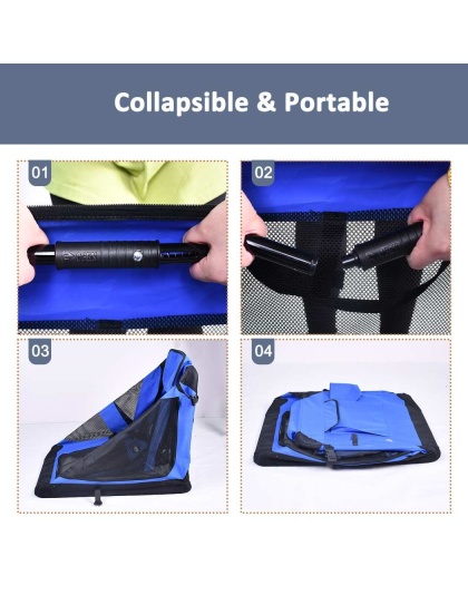 Blue - JESPET Soft Pet Crates Kennel, 3 Door Soft Sided Folding Travel Pet Carrier with Straps and Fleece Mat for Dogs, Cats, Rabbits, Indoor/Outdoor Use with Grey, Blue & Beige, Black - 30"L x 21"W x 23"H Blue - JESPET Soft Pet Crates Kennel, 3 Door Soft Sided Folding Travel Pet Carrier with Straps and Fleece Mat for Dogs, Cats, Rabbits, Indoor/Outdoor Use with Grey, Blue & Beige, Black - 30"L x 21"W x 23"H