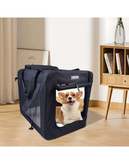 Black - JESPET Soft Pet Crates Kennel, 3 Door Soft Sided Folding Travel Pet Carrier with Straps and Fleece Mat for Dogs, Cats, Rabbits, Indoor/Outdoor Use with Grey, Blue & Beige, Black - 30"L x 21"W x 23"H Black - JESPET Soft Pet Crates Kennel, 3 Door Soft Sided Folding Travel Pet Carrier with Straps and Fleece Mat for Dogs, Cats, Rabbits, Indoor/Outdoor Use with Grey, Blue & Beige, Black - 30"L x 21"W x 23"H