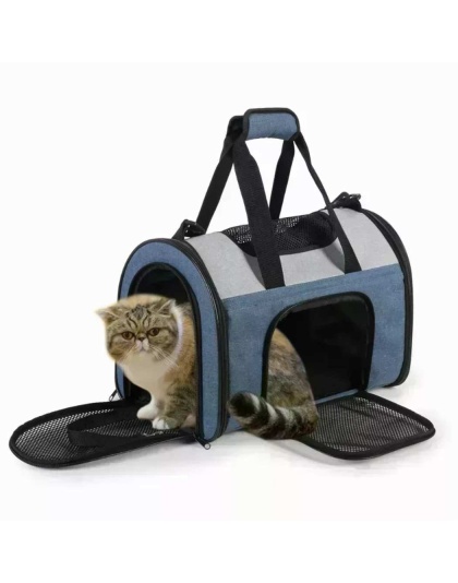 Blue Grey - JESPET Soft-Sided Kennel Pet Carrier for Small Dogs, Cats, Puppy, Airline Approved Cat Carriers Dog Carrier Collapsible, Travel Handbag & Car Seat - 16" x 10" x 11" Blue Grey - JESPET Soft-Sided Kennel Pet Carrier for Small Dogs, Cats, Puppy, Airline Approved Cat Carriers Dog Carrier Collapsible, Travel Handbag & Car Seat - 16" x 10" x 11"