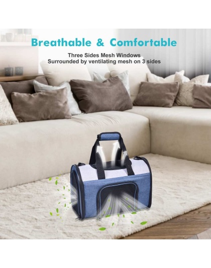 Blue Grey - JESPET Soft-Sided Kennel Pet Carrier for Small Dogs, Cats, Puppy, Airline Approved Cat Carriers Dog Carrier Collapsible, Travel Handbag & Car Seat - 16" x 10" x 11" Blue Grey - JESPET Soft-Sided Kennel Pet Carrier for Small Dogs, Cats, Puppy, Airline Approved Cat Carriers Dog Carrier Collapsible, Travel Handbag & Car Seat - 16" x 10" x 11"