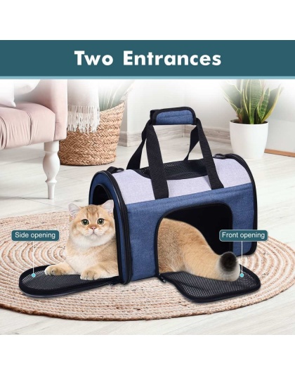Blue Grey - JESPET Soft-Sided Kennel Pet Carrier for Small Dogs, Cats, Puppy, Airline Approved Cat Carriers Dog Carrier Collapsible, Travel Handbag & Car Seat - 16" x 10" x 11" Blue Grey - JESPET Soft-Sided Kennel Pet Carrier for Small Dogs, Cats, Puppy, Airline Approved Cat Carriers Dog Carrier Collapsible, Travel Handbag & Car Seat - 16" x 10" x 11"