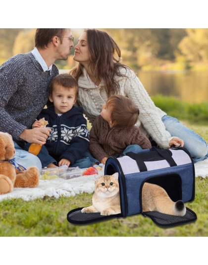 Blue Grey - JESPET Soft-Sided Kennel Pet Carrier for Small Dogs, Cats, Puppy, Airline Approved Cat Carriers Dog Carrier Collapsible, Travel Handbag & Car Seat - 16" x 10" x 11" Blue Grey - JESPET Soft-Sided Kennel Pet Carrier for Small Dogs, Cats, Puppy, Airline Approved Cat Carriers Dog Carrier Collapsible, Travel Handbag & Car Seat - 16" x 10" x 11"