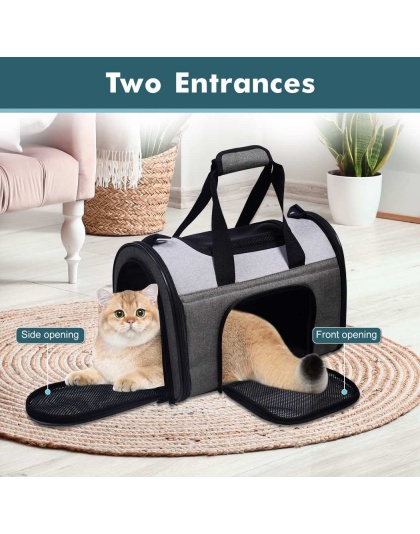 Smoke Grey - JESPET Soft-Sided Kennel Pet Carrier for Small Dogs, Cats, Puppy, Airline Approved Cat Carriers Dog Carrier Collapsible, Travel Handbag & Car Seat - 16" x 10" x 11" Smoke Grey - JESPET Soft-Sided Kennel Pet Carrier for Small Dogs, Cats, Puppy, Airline Approved Cat Carriers Dog Carrier Collapsible, Travel Handbag & Car Seat - 16" x 10" x 11"