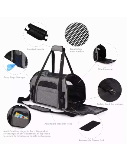 Smoke Grey - JESPET Soft-Sided Kennel Pet Carrier for Small Dogs, Cats, Puppy, Airline Approved Cat Carriers Dog Carrier Collapsible, Travel Handbag & Car Seat - 17" x 9" x 11.5" Smoke Grey - JESPET Soft-Sided Kennel Pet Carrier for Small Dogs, Cats, Puppy, Airline Approved Cat Carriers Dog Carrier Collapsible, Travel Handbag & Car Seat - 17" x 9" x 11.5"