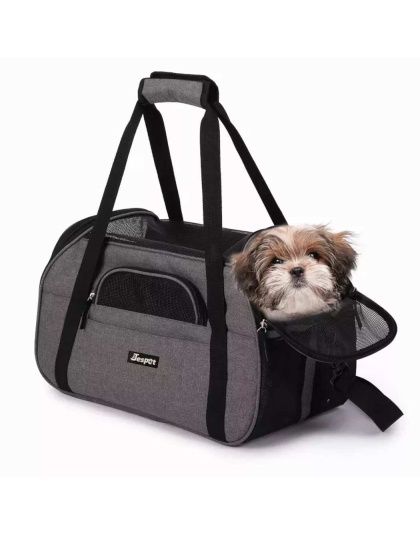 Smoke Grey - JESPET Soft-Sided Kennel Pet Carrier for Small Dogs, Cats, Puppy, Airline Approved Cat Carriers Dog Carrier Collapsible, Travel Handbag & Car Seat - 19" x 10" x 13" Smoke Grey - JESPET Soft-Sided Kennel Pet Carrier for Small Dogs, Cats, Puppy, Airline Approved Cat Carriers Dog Carrier Collapsible, Travel Handbag & Car Seat - 19" x 10" x 13"