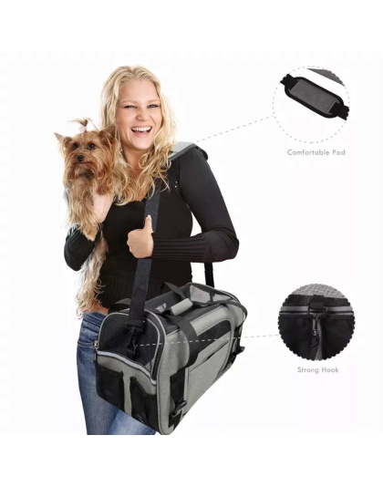 Smoke Grey - JESPET Soft-Sided Kennel Pet Carrier for Small Dogs, Cats, Puppy, Airline Approved Cat Carriers Dog Carrier Collapsible, Travel Handbag & Car Seat - 19" x 10" x 13" Smoke Grey - JESPET Soft-Sided Kennel Pet Carrier for Small Dogs, Cats, Puppy, Airline Approved Cat Carriers Dog Carrier Collapsible, Travel Handbag & Car Seat - 19" x 10" x 13"