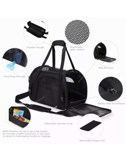 Black - JESPET Soft-Sided Kennel Pet Carrier for Small Dogs, Cats, Puppy, Airline Approved Cat Carriers Dog Carrier Collapsible, Travel Handbag & Car Seat - 17" x 9" x 11.5" Black - JESPET Soft-Sided Kennel Pet Carrier for Small Dogs, Cats, Puppy, Airline Approved Cat Carriers Dog Carrier Collapsible, Travel Handbag & Car Seat - 17" x 9" x 11.5"