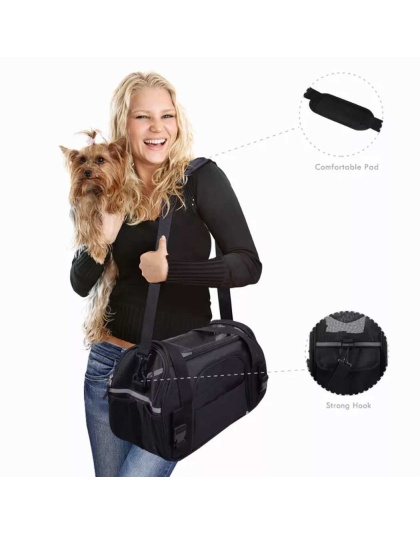 Black - JESPET Soft-Sided Kennel Pet Carrier for Small Dogs, Cats, Puppy, Airline Approved Cat Carriers Dog Carrier Collapsible, Travel Handbag & Car Seat - 17" x 9" x 11.5" Black - JESPET Soft-Sided Kennel Pet Carrier for Small Dogs, Cats, Puppy, Airline Approved Cat Carriers Dog Carrier Collapsible, Travel Handbag & Car Seat - 17" x 9" x 11.5"