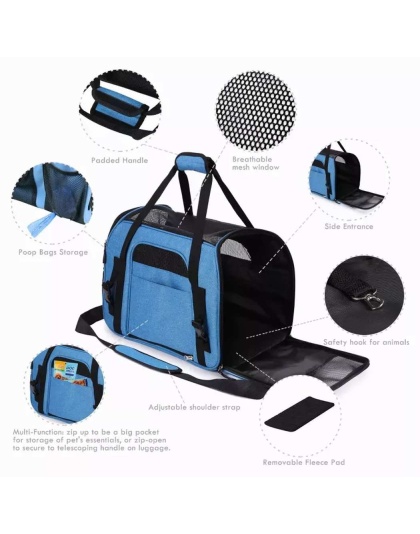 Turquoise Blue - JESPET Soft-Sided Kennel Pet Carrier for Small Dogs, Cats, Puppy, Airline Approved Cat Carriers Dog Carrier Collapsible, Travel Handbag & Car Seat - 19" x 10" x 13" Turquoise Blue - JESPET Soft-Sided Kennel Pet Carrier for Small Dogs, Cats, Puppy, Airline Approved Cat Carriers Dog Carrier Collapsible, Travel Handbag & Car Seat - 19" x 10" x 13"