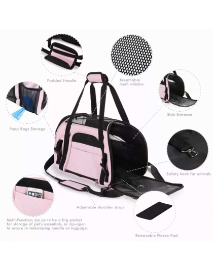 Pink - JESPET Soft-Sided Kennel Pet Carrier for Small Dogs, Cats, Puppy, Airline Approved Cat Carriers Dog Carrier Collapsible, Travel Handbag & Car Seat - 17" x 9" x 11.5" Pink - JESPET Soft-Sided Kennel Pet Carrier for Small Dogs, Cats, Puppy, Airline Approved Cat Carriers Dog Carrier Collapsible, Travel Handbag & Car Seat - 17" x 9" x 11.5"