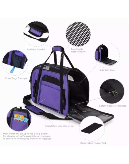 Purple - JESPET Soft-Sided Kennel Pet Carrier for Small Dogs, Cats, Puppy, Airline Approved Cat Carriers Dog Carrier Collapsible, Travel Handbag & Car Seat - 17" x 9" x 11.5" Purple - JESPET Soft-Sided Kennel Pet Carrier for Small Dogs, Cats, Puppy, Airline Approved Cat Carriers Dog Carrier Collapsible, Travel Handbag & Car Seat - 17" x 9" x 11.5"